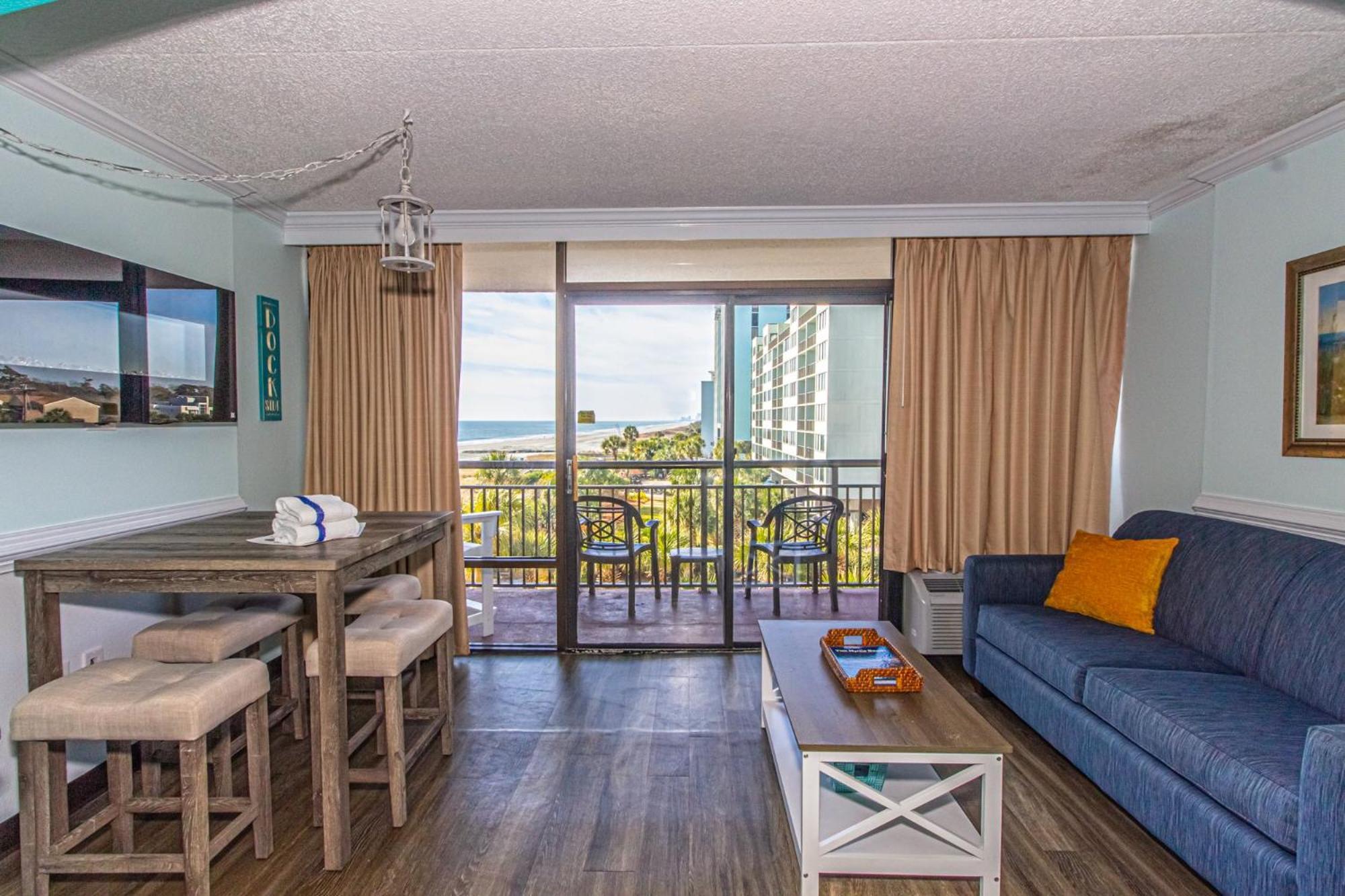 Oversized Ocean View Queen Suite With Beautiful Fireplace And Accents - Sleeps 4 Guests! شاطئ ميرتل الغرفة الصورة